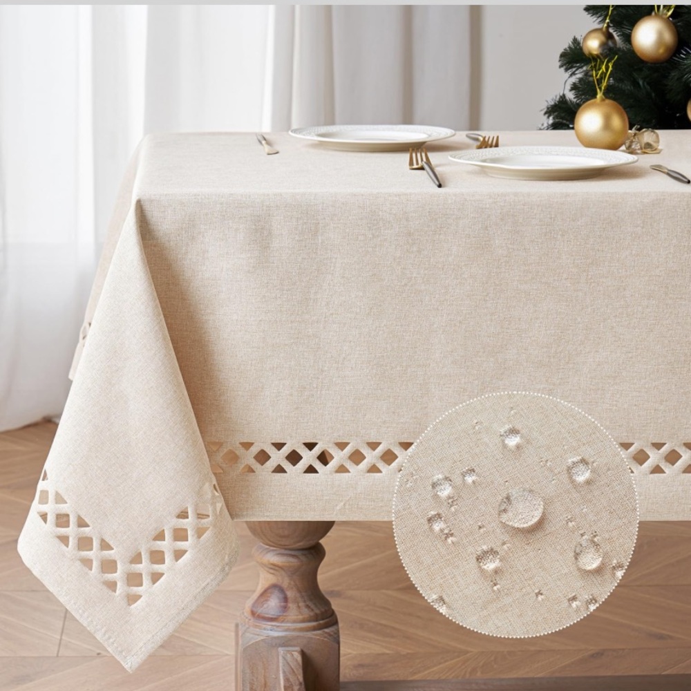 Elegant Beige Tablecloth with Cutout Design